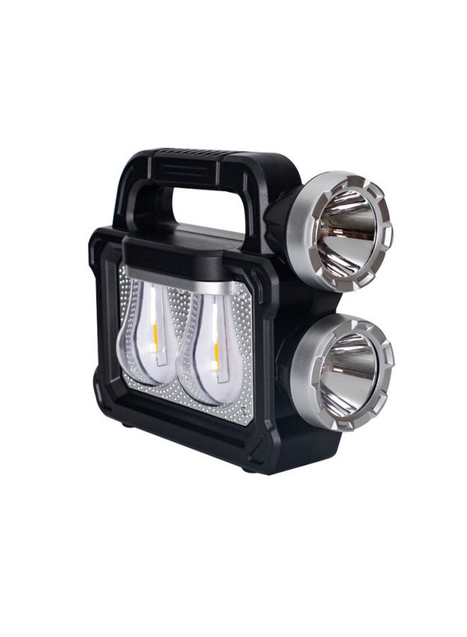 Solar Rechargeable Portable Lamp Multifunctional Outdoor Camping Portable Searchlight White Light Yellow Light Far And Near Double Light Source