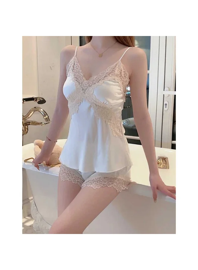 Caprisious Satin Lace Pajama Set for Women | Soft and Comfortable Sleepwear with Lace Detailing
