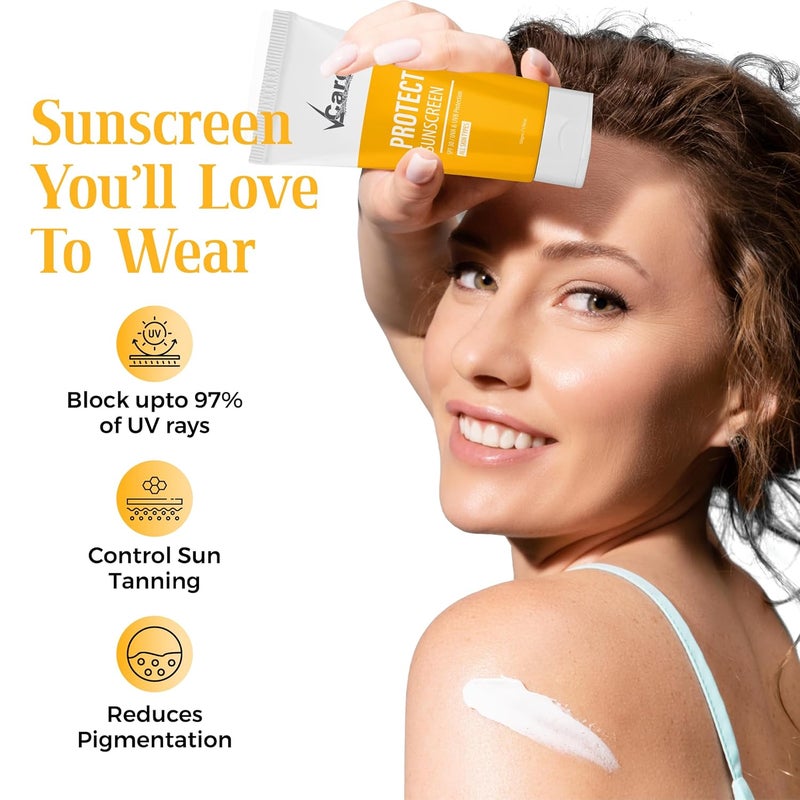 VCare مجموعة فرك الوجه المرطب 3 في 1 من Vcare مع واقي الشمس SPF 30 لحماية البشرة العادية إلى الدهنية 50 جرام - Image 4