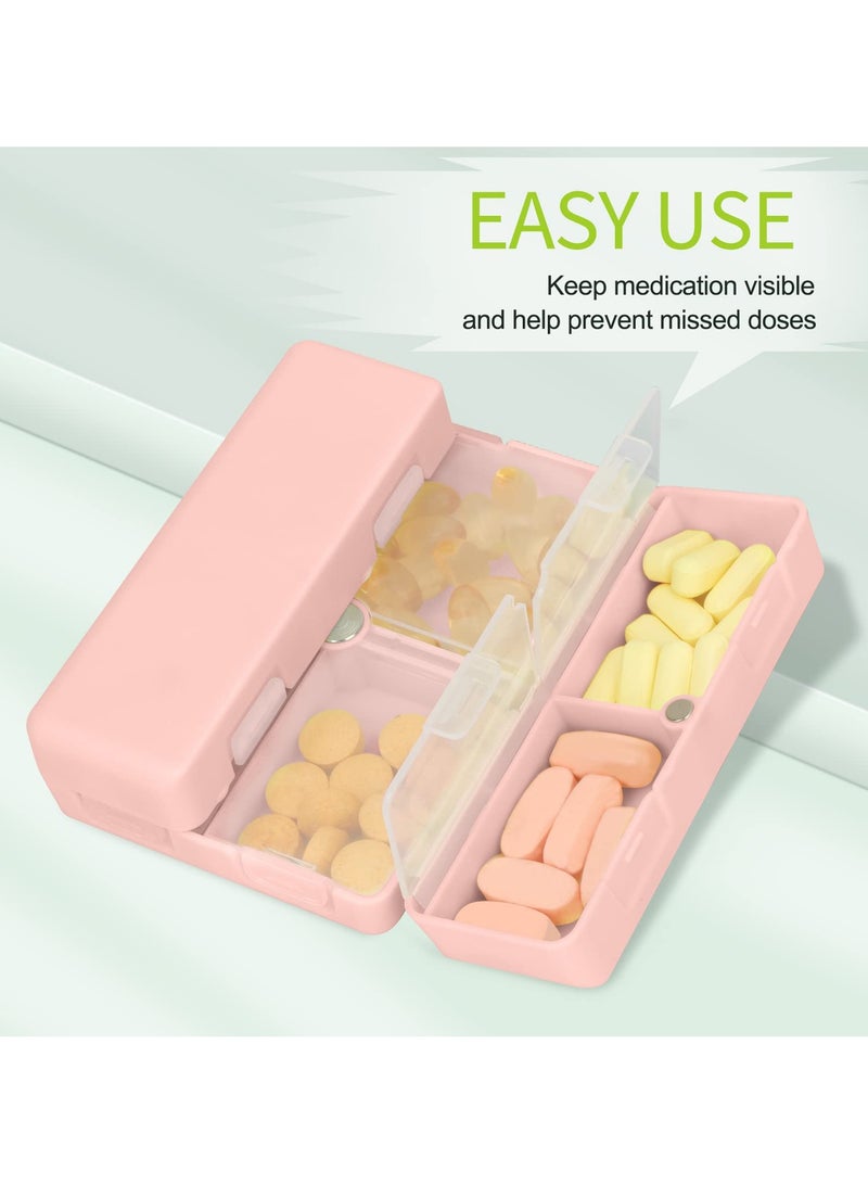 SYOSI 2 Pcs Pill Organizers, Portable Daily Pill Organizer Box 7 Compartments Travel Pill Case Pocket Pill Box for Vitamins, Cod Liver Oil, Supplements and Medication (Pink) - Image 5