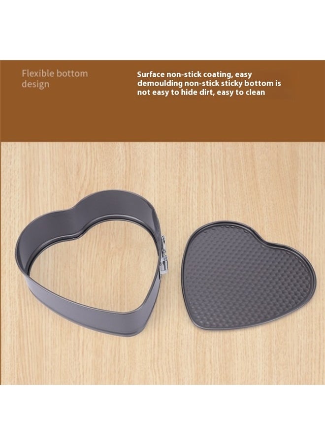 yongsheng Bake Pan Set Black 20cm,Heart Shaped Lock Cake Mold Nonstick Carbon Steel Easy to Use Great for Baking  - Image 2