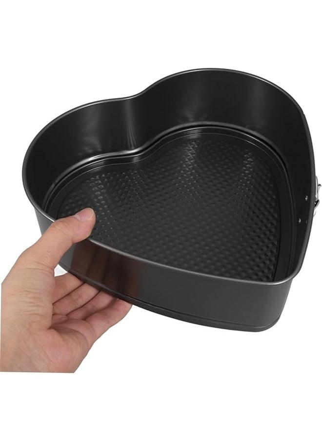 yongsheng Bake Pan Set Black 20cm,Heart Shaped Lock Cake Mold Nonstick Carbon Steel Easy to Use Great for Baking  - Image 4
