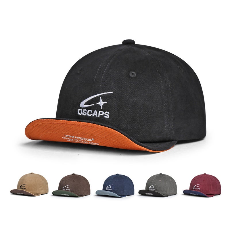 Vintage Short Brim Cap Embroidered Baseball Hat Cotton - Image 2