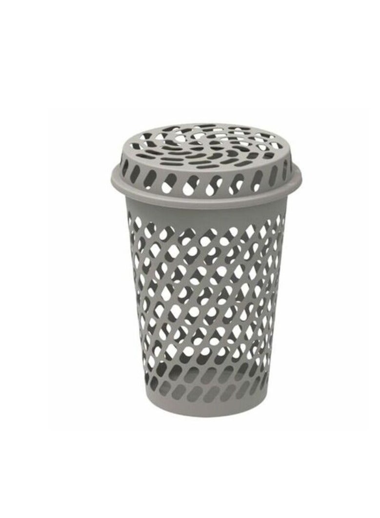 كوزموبلاست سلة غسيل بلاستيكية مستديرة طويلة من كوزموبلاست مع غطاء رمادي 69 لتر