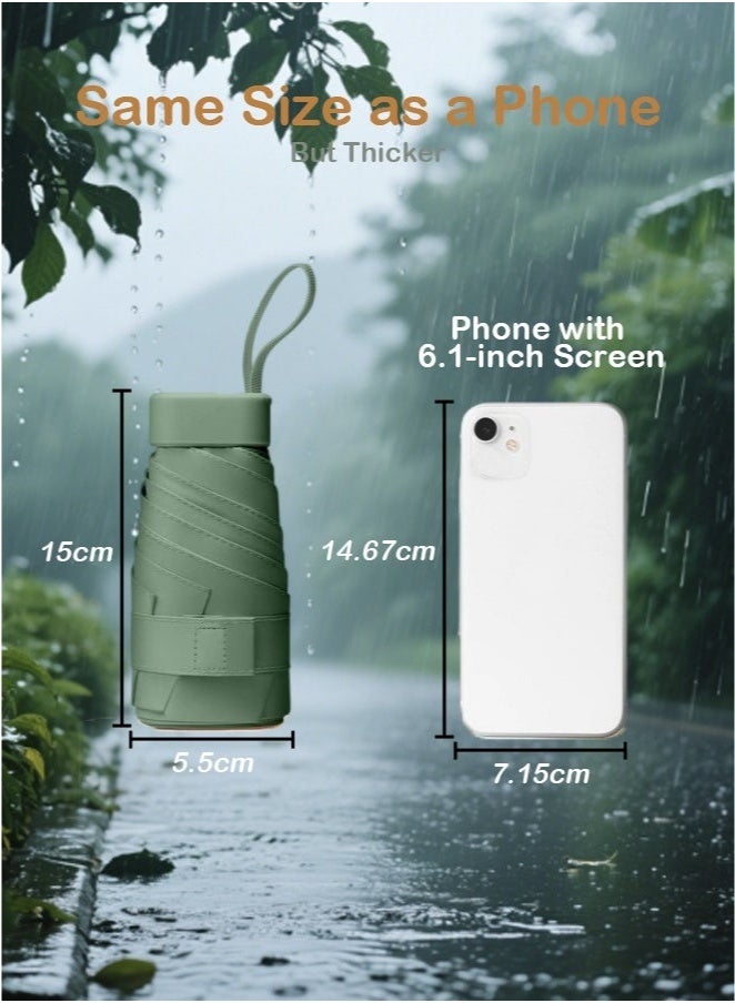 Portable Mini Folding Umbrella,Ultra-Light Pocket Umbrella,UV Protection,Includes Storage Box - Image 2