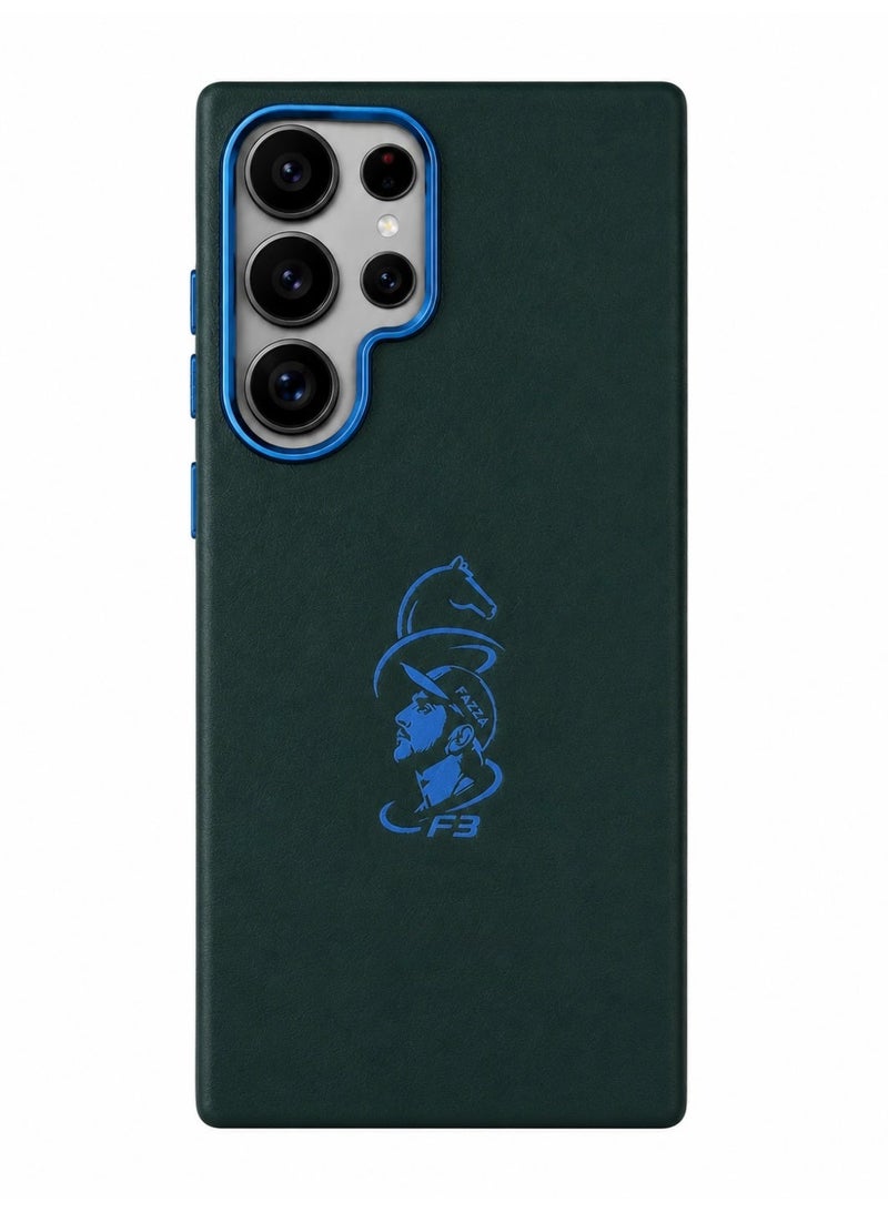 Samsung S26 Ultra Leather Texture Case – Dark Green & Blue - Image 2