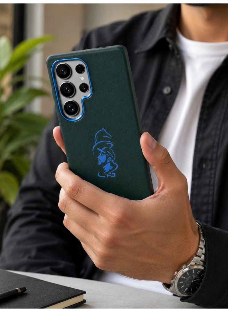 Samsung S26 Ultra Leather Texture Case – Dark Green & Blue - Image 3