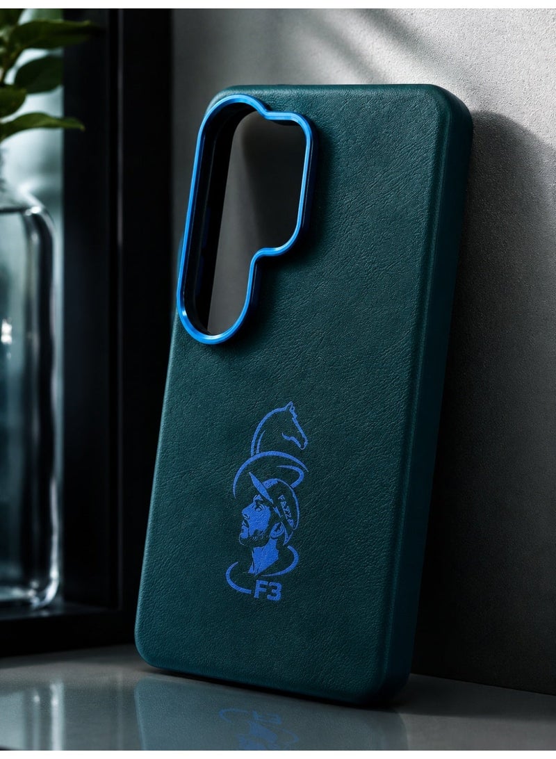 Samsung S26 Ultra Leather Texture Case – Dark Green & Blue - Image 4