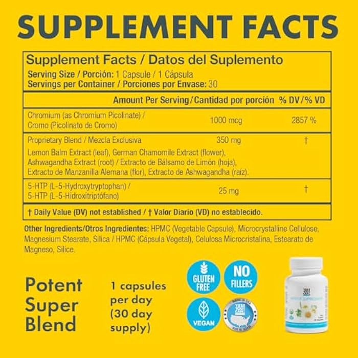 Yes You Can! Appetite Support for Body Weight Management - Healthy Relationship with Food - Includes Natural Ingredients: 5-HTP, Lemon Balm, Chamomile Extract - 30 Capsules, 1 Pack - Image 4
