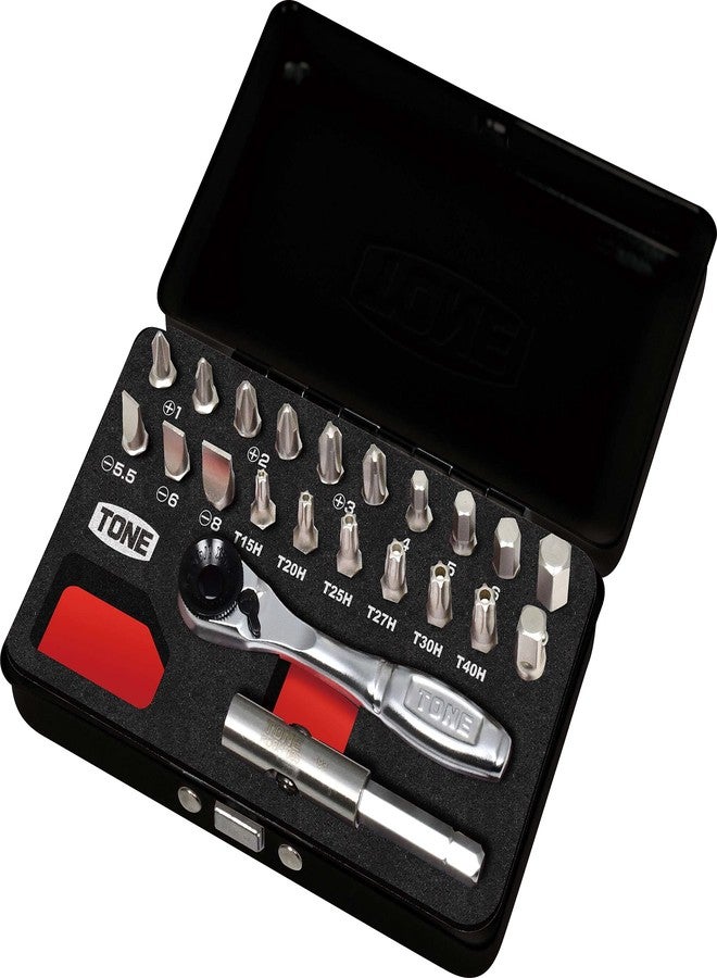 TONE Bit Ratchet Set BRS20MBK 1/4" Hex Shank Bit Black 22-Piece - Image 1