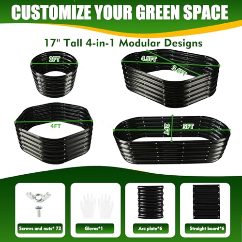 TBMLC 17" Tall Elevated Oval Metal Raised Garden Bed - 5ft x 2ft in Size and 0.8MM Thick Durable Planter Bed/Box for Vegetables Flowers Succulent at Patio/Garden Outdoor (Black, 5X2X1.4 FT) - Image 2