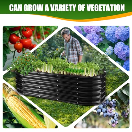 TBMLC 17" Tall Elevated Oval Metal Raised Garden Bed - 5ft x 2ft in Size and 0.8MM Thick Durable Planter Bed/Box for Vegetables Flowers Succulent at Patio/Garden Outdoor (Black, 5X2X1.4 FT) - Image 5