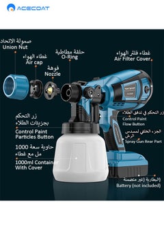 ACECOAT Paint Sprayer, 800w Fence Paint Sprayer With 1400ml Container, Paint Spray Gun With 3 Nozzles, Upgraded Paint Sprayer With Adjustable Air And Color Flow, Suitable For Fences, Sheds, Cabinets, Walls, Spray Paint Evenly, Saving Time And Effort  - Image 4