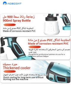 ACECOAT Paint Sprayer, 800w Fence Paint Sprayer With 1400ml Container, Paint Spray Gun With 3 Nozzles, Upgraded Paint Sprayer With Adjustable Air And Color Flow, Suitable For Fences, Sheds, Cabinets, Walls, Spray Paint Evenly, Saving Time And Effort  - Image 5
