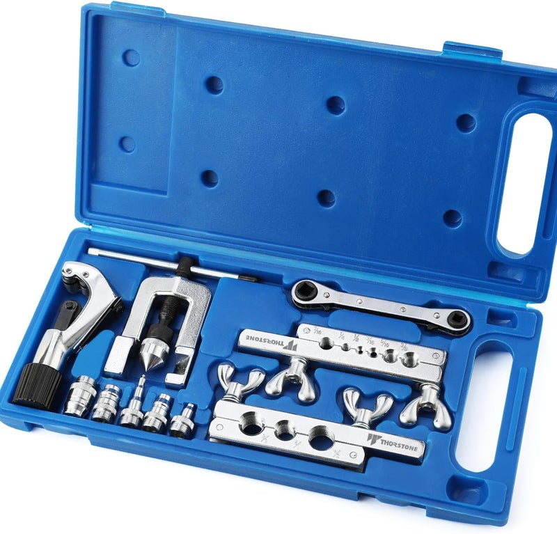 Thorstone Single Flaring Tool & Swaging Tool Kit for HVAC, Tubing, Copper Pipe Flaring with Tubing Cutter and Ratchet Wrench, 45 Degrees, Blue - Image 1