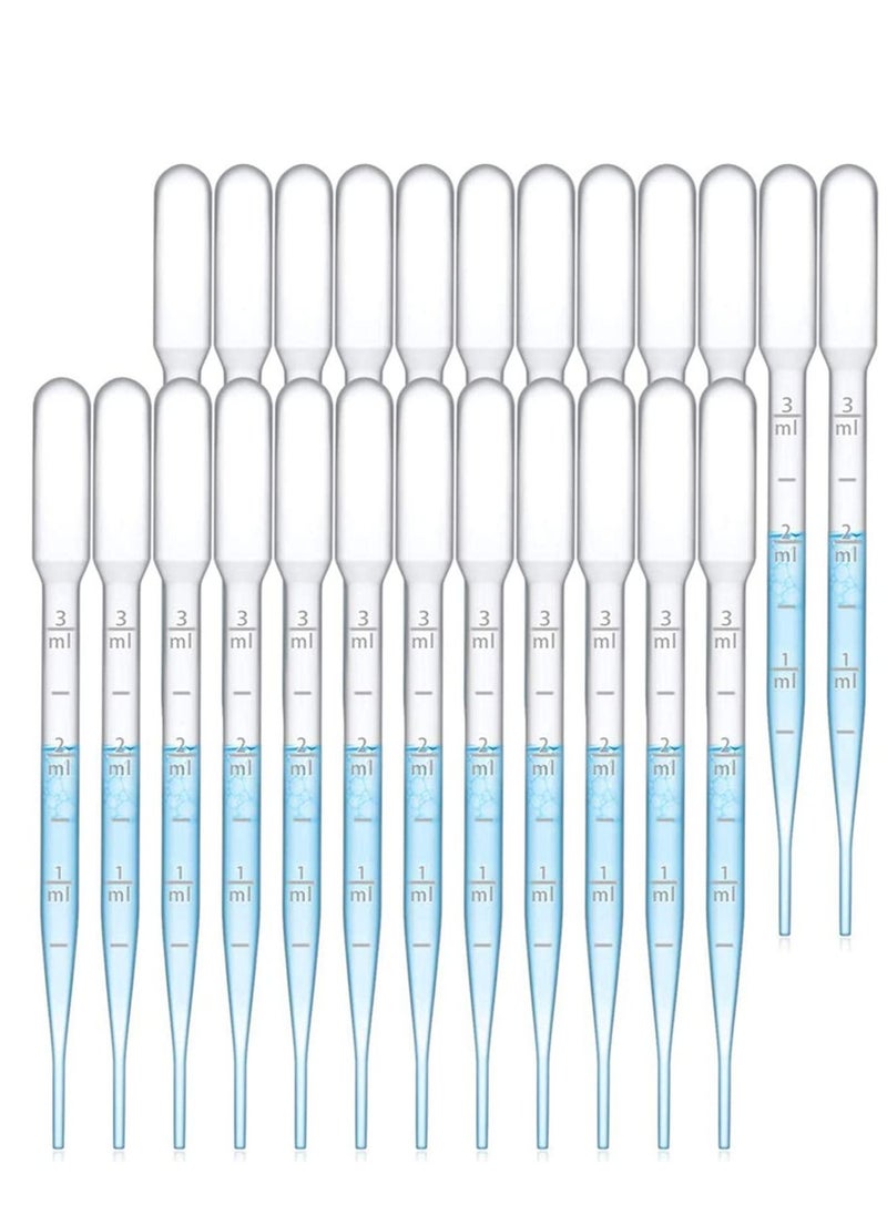 SYOSI - 100PCS 3ML Pipettes, Disposable Pasteur Pipette, Eye Dropper, Plastic Liquid Droppers for Essential Oils, Graduated, Dispensing, Measuring, Watering, Interval 0.5ml, Clear - Image 1