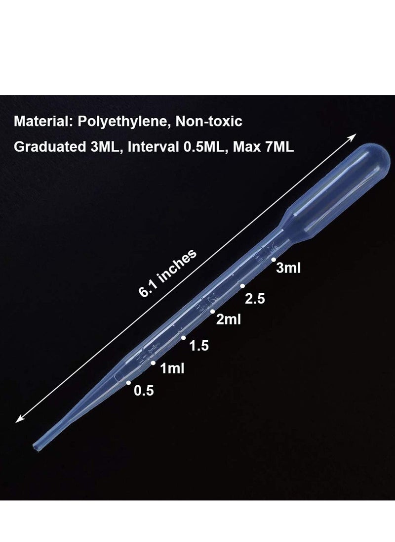 SYOSI - 100PCS 3ML Pipettes, Disposable Pasteur Pipette, Eye Dropper, Plastic Liquid Droppers for Essential Oils, Graduated, Dispensing, Measuring, Watering, Interval 0.5ml, Clear - Image 1