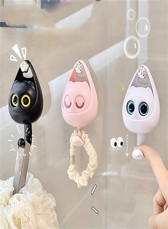 bosig® Creative Blink Wink Eyed Cat Hook, Interactive Amber Eyes Strong Viscose Hangable No Punching Hooks for Clothes, Scarf, Hat, Key, Towel, Bag for Wall Hanging Decorations Random Color (2 pcs) - Image 3