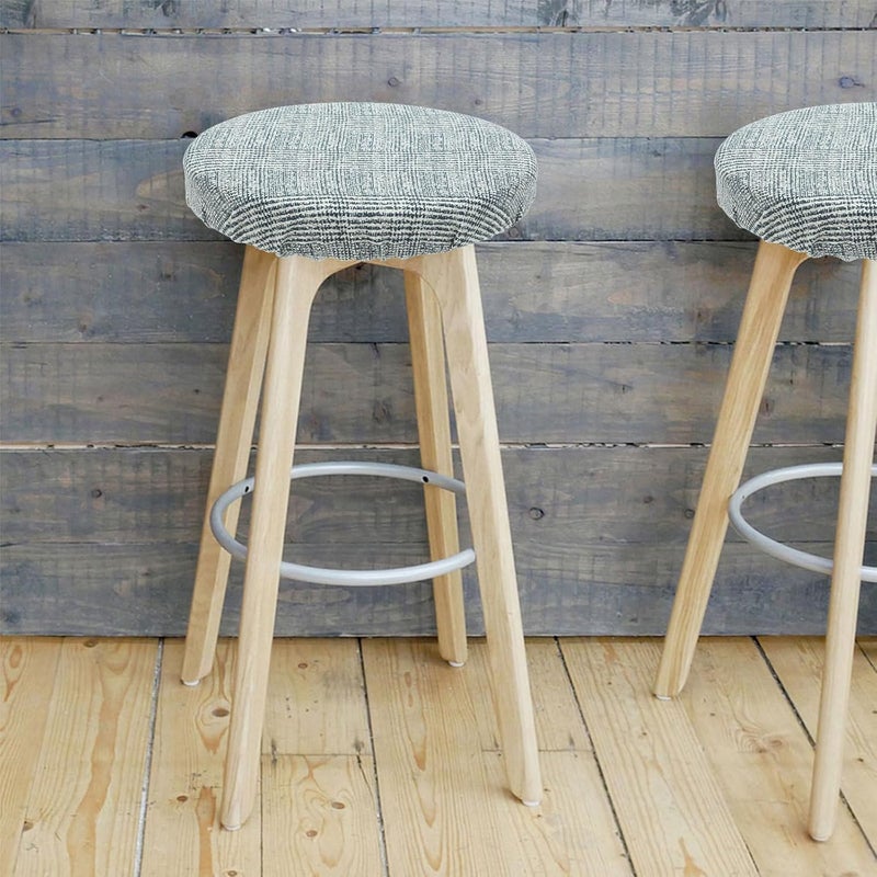 4pcs Elastic Round Bar Stool Covers, Stretch Chair Cushion Protector for Home and Bar Use, Decorative Gray Fabric Slipcovers, Sturdy Seat Replacement - Image 5