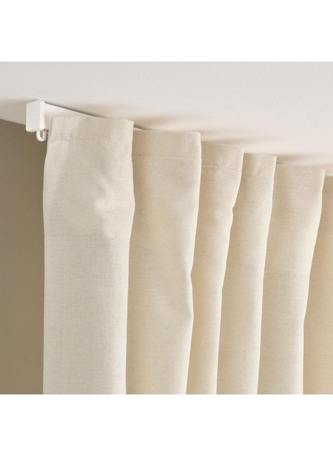 Zaboon - Curtains with tie-backs, 1 pair, with heading tape/off-white, 140x300 cm - Image 1