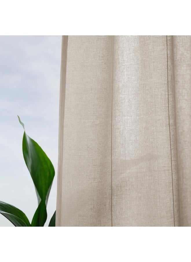Zaboon - Curtains with tie-backs, 1 pair, with heading tape/off-white, 140x300 cm - Image 1