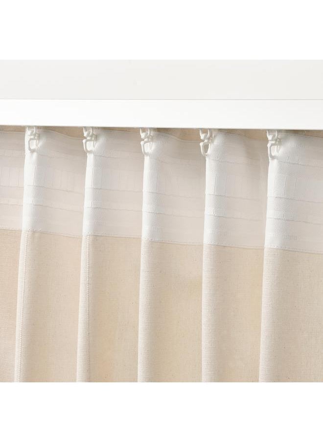 Zaboon - Curtains with tie-backs, 1 pair, with heading tape/off-white, 140x300 cm - Image 1