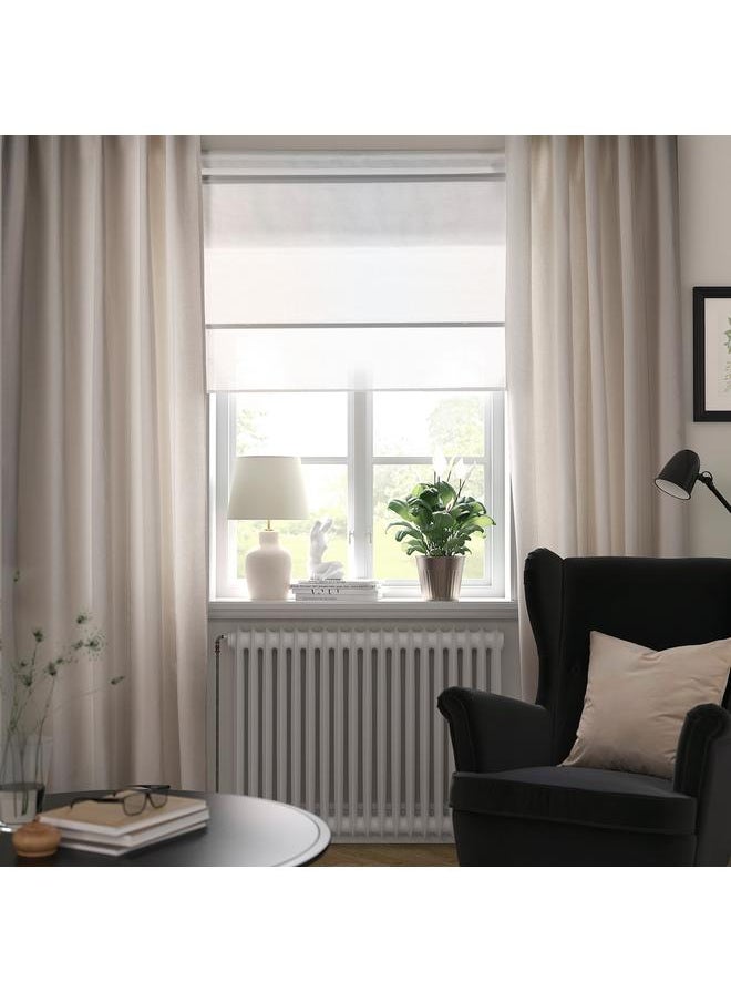 Zaboon - Curtains with tie-backs, 1 pair, with heading tape/off-white, 140x300 cm - Image 1