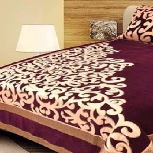 STARNSTYLE Premium Softness and Durability Chenille Velvet 500 TC Double Bed King Size Bedsheet with 2 Pillow Cover 90x100 Inch Trangle Purple - Image 3