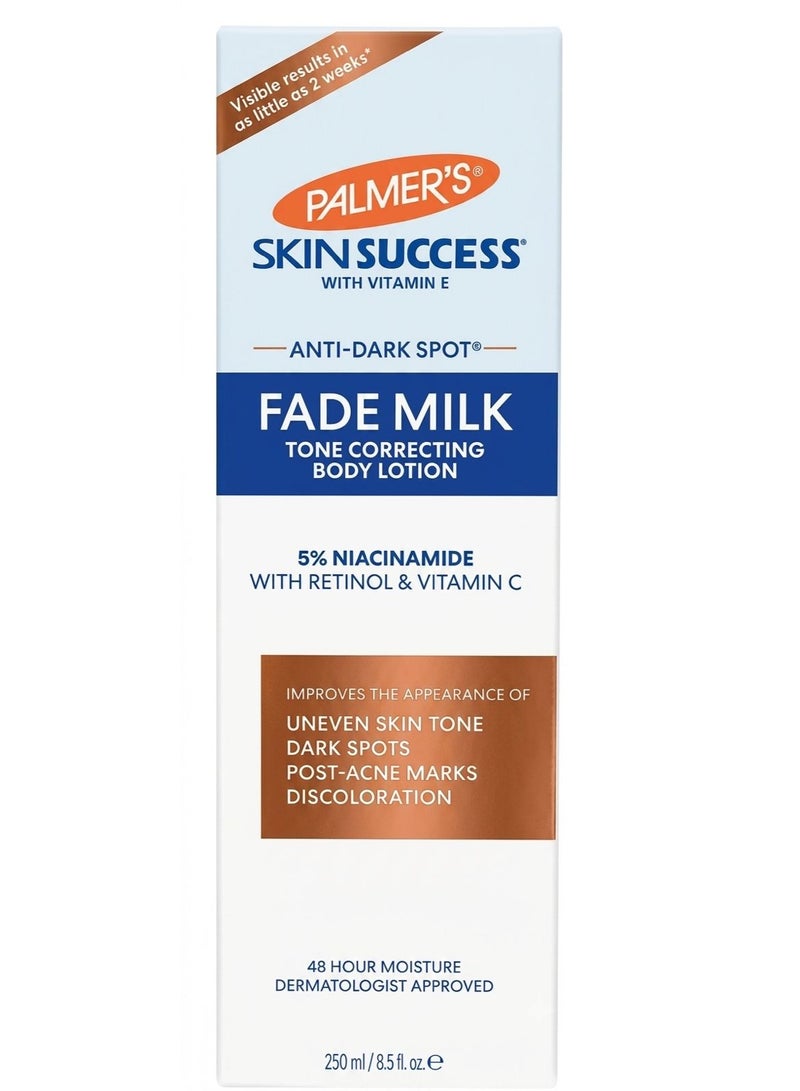 Palmer's Skin Success Anti-Dark Spot Fade Milk Tone Correcting Body Lotion with 5% Niacinamide, Retinol & Vitamin C, Moisturizing Body Lotion for Uneven Skin Tone & Dark Spots, 250ml