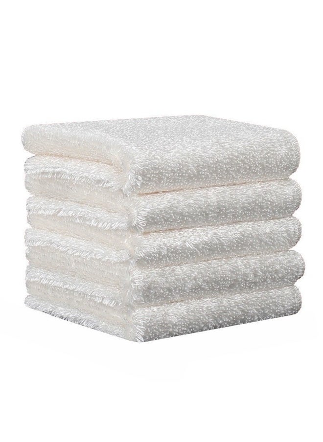 yongsheng 5-Piece Cotton Dish Cloth Set White 27x30cm, Hemmed Fingertip Towels for Kitchen  - Image 1