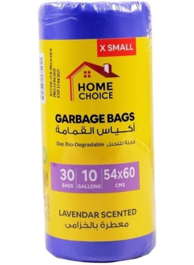 HOME CHOICE 10 جالون من أكياس القمامة المعطرة - لافندر، عبوة من 90 قطعة، الحجم 54*60 سم، (عبوة من 30 كيس قمامة × 3 لفات معطرة)، أكياس قمامة قابلة للتحلل الحيوي، بطانات سلة المهملات - Image 2