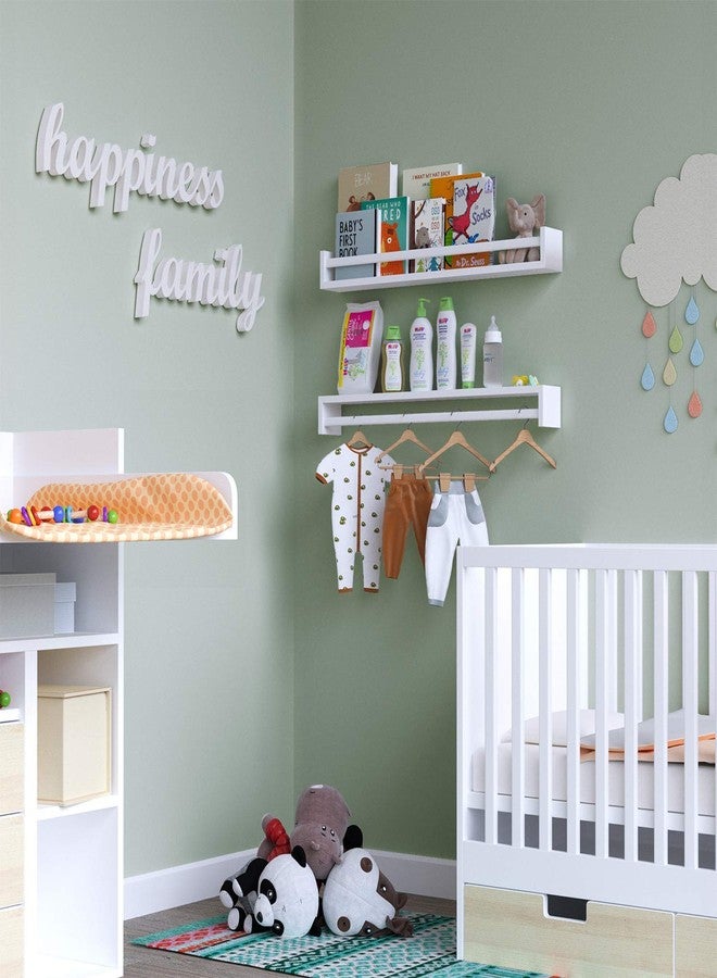 والنيتشر رفوف كتب Wallniture Utah بيضاء اللون مقاس 32 بوصة، تُثبّت على الحائط، رفوف كتب خشبية عائمة لغرفة الأطفال، طقم من قطعتين - Image 5