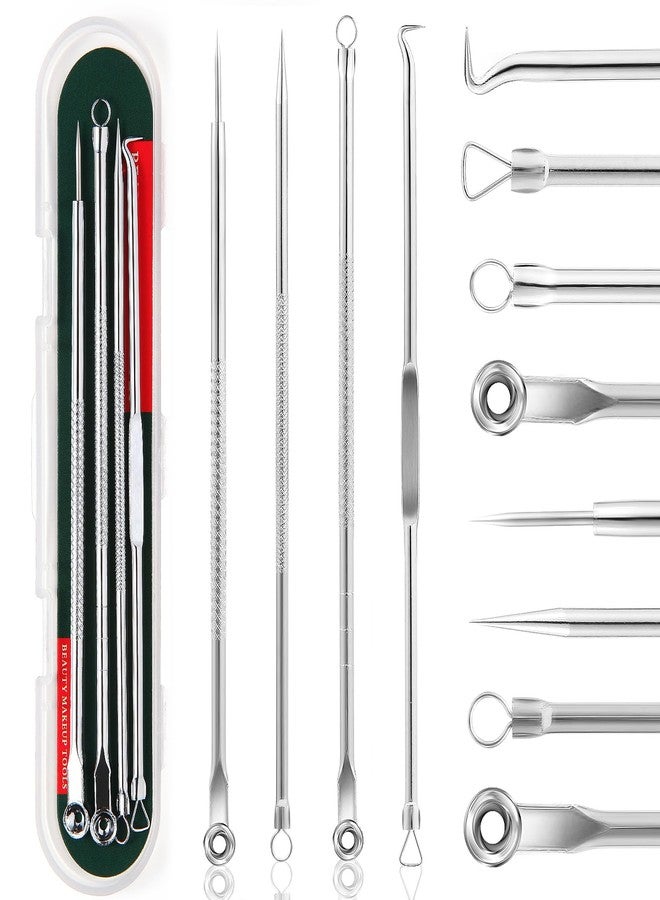 FEITA Blackhead Remover Pimple Popper Tool Kit, Comedone Pimple Extractor Acne Tools for Face Nose, Stainless Acne Needle Zit Popping Removal Facials Tool, Silver 4Pcs - Image 1