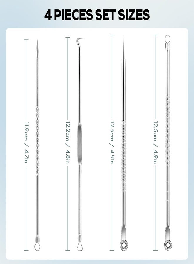 FEITA Blackhead Remover Pimple Popper Tool Kit, Comedone Pimple Extractor Acne Tools for Face Nose, Stainless Acne Needle Zit Popping Removal Facials Tool, Silver 4Pcs - Image 5