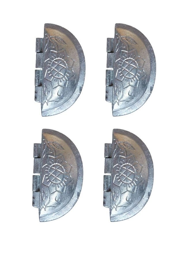 Kitchwish ​Kitchwish Pure Aluminium Gujiya Maker Sancha (Size 9 cm) - Traditional Floral Design Karanji Mould for Homemade Sweets, Durable Silver Metal (66 Grams) Pack of 4 - Image 1