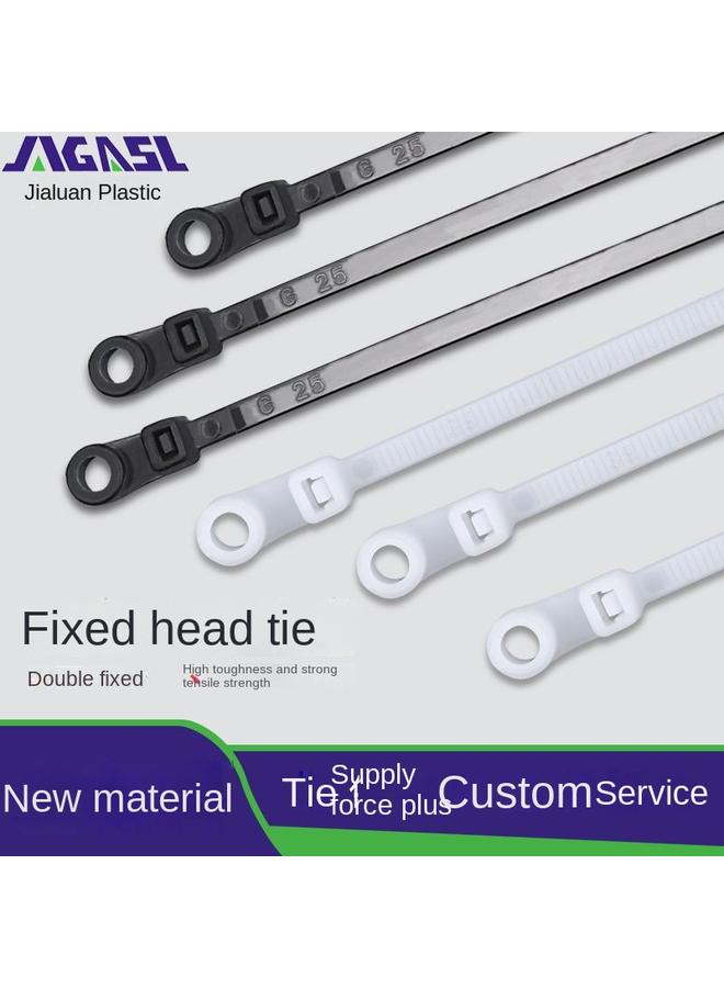 Bluejw Fixed Head Nylon Cable Tie Screw Hole Cable Tie 4*5*100*150*200*300 Round Hole Self-locking Cable Tie With Hole - Image 2