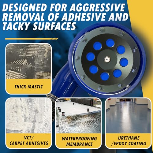 EDiamondTools 7" PCD Grinding Wheel for Epoxy, Glue, Mastic and Paint, 9 PCD Segments, 5/8"-11 Threaded Arbor - Image 2