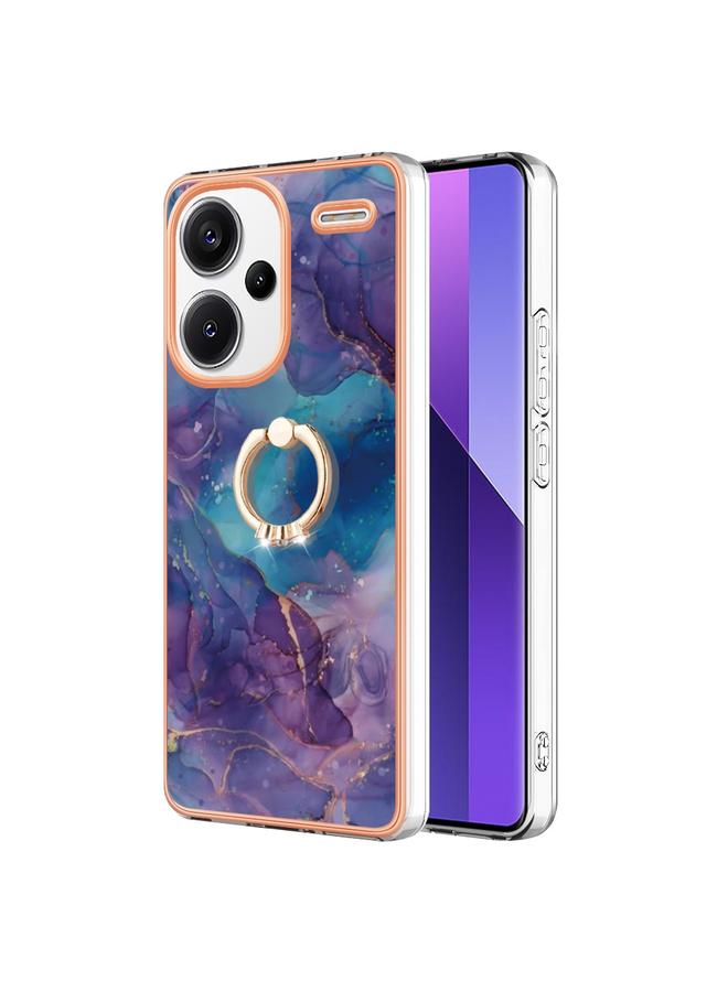 Case For Xiaomi Redmi Note 13 Pro+ 5G Electroplating Marble Dual-side IMD Phone Case with Ring