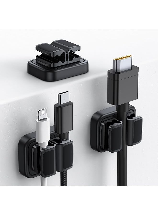 3 in 1 Spring Cable Holder Clips - [3 Pack] [Hold 9 Cables ] Adjustable Wire Holder Organiser, No-Residue Adhesive Cord Management for USB Charger Cable, Power Cords, Wall, Desk, Car, Office