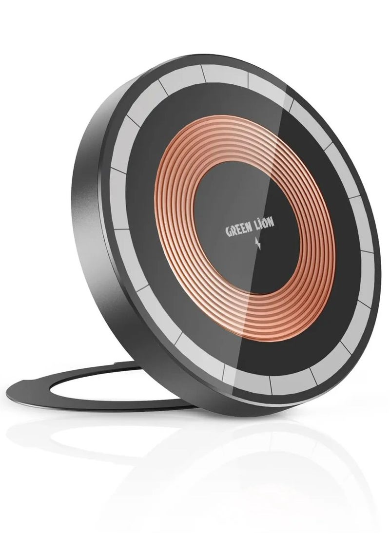 GREEN LION - Magsafe Wireless Charger with Tempered Glass For iPhone - Black - Image 1