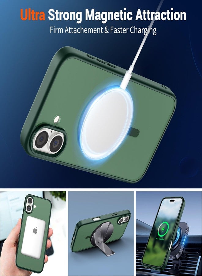 SUPFINE Magnetic for iPhone 16 Plus Case (Compatible with MagSafe) (Military Grade Drop Protection) Slim Translucent Matte Shockproof with Anti-Fingerprint Phone Case,Forest Green - Image 5