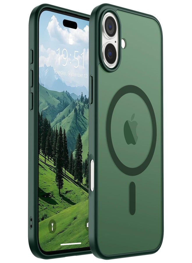 SUPFINE Magnetic for iPhone 16 Plus Case (Compatible with MagSafe) (Military Grade Drop Protection) Slim Translucent Matte Shockproof with Anti-Fingerprint Phone Case,Forest Green - Image 1