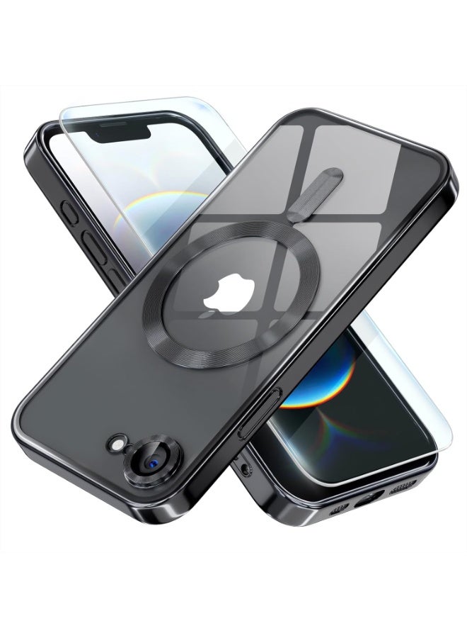 بورتوني غطاء حماية شفاف خفيف الوزن فائق النحافة لهاتف iPhone 16e 2025، يدعم تقنية MagSafe، مع زجاج مقسّى لهاتف iPhone 16e مقاس 6.1 بوصة - Image 1