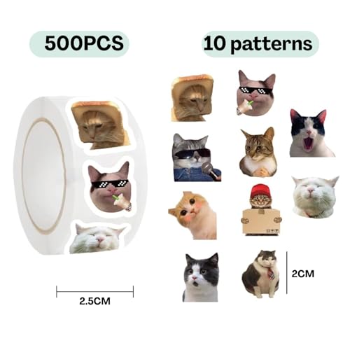 Flavizo 500pcs Cat Stickers for Kids & Adults – Decorative Cartoon Stickers for Crafts, Scrapbooking, Rewards, DIY Journals, Water Bottles, Laptops, Party Favors & School Supplies - Image 2