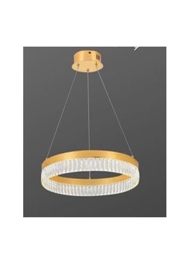 إيه تي إم ضوء قلادة LED دائري ذهبي حديث مع لمسات كريستالية - ثريا سقف قابلة لتعديل الضوء  - Image 1