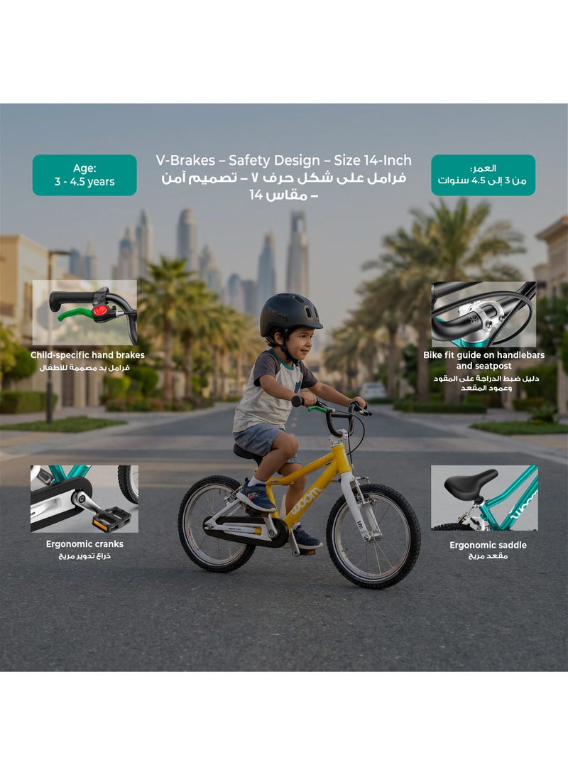 Woom دراجة ووم GO 2 للأطفال - دراجة خفيفة الوزن مقاس 14 بوصة للأعمار من 3 إلى 4.5 سنوات - فرامل V - انتقال سهل من دراجة التوازن - Image 3