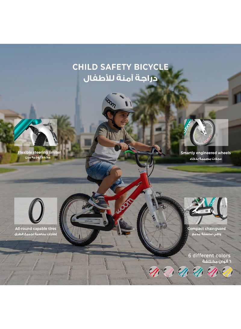 Woom دراجة ووم GO 2 للأطفال - دراجة خفيفة الوزن مقاس 14 بوصة للأعمار من 3 إلى 4.5 سنوات - فرامل V - انتقال سهل من دراجة التوازن - Image 4