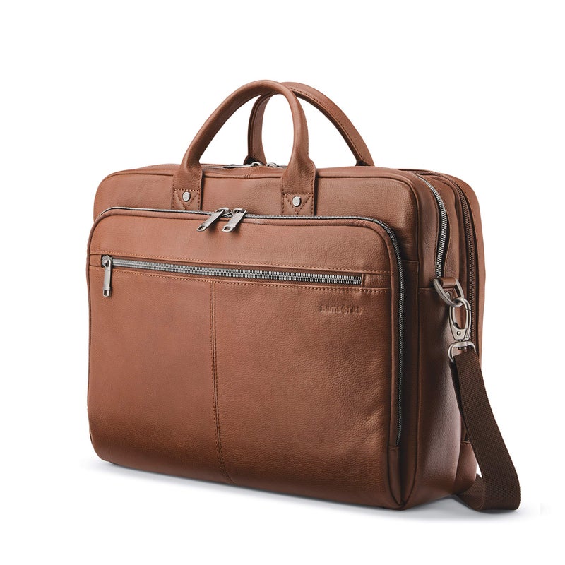 Samsonite Classic Leather Toploader Briefcase, Cognac, One Size - Image 1