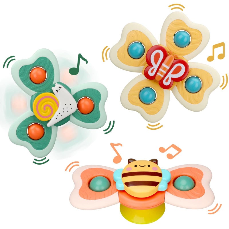 LZZAPJ Spinning Sensory Learning Toys for Toddlers 13 Baby 61218 Months Suction Cup Spinner ToyBaby Bathtub Bath Toys Birthday Gifts for 1 Year Old and 2 Year Old Boys and Girls