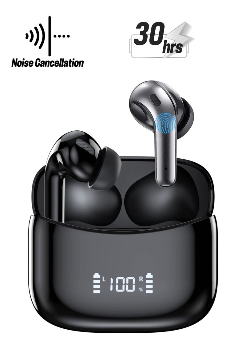 True Wireless Earbuds Bluetooth Earphones 60H Playback Noise Cancelling with Wireless Charging Case in-Ear Stereo Wireless Earphones Built-in Mic LED Display IPX7 Waterproof Sport Headphones  - Image 1
